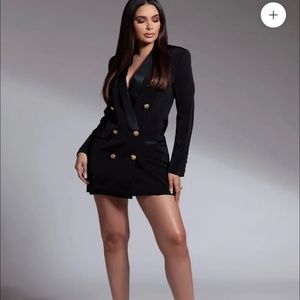 Black silk blazer dress, medium